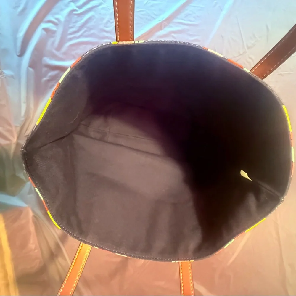 NWT Tory Burch Key Item Canvas/Leather Medley Multicolor Striped Tote MSRP $298 - Picture 7 of 11